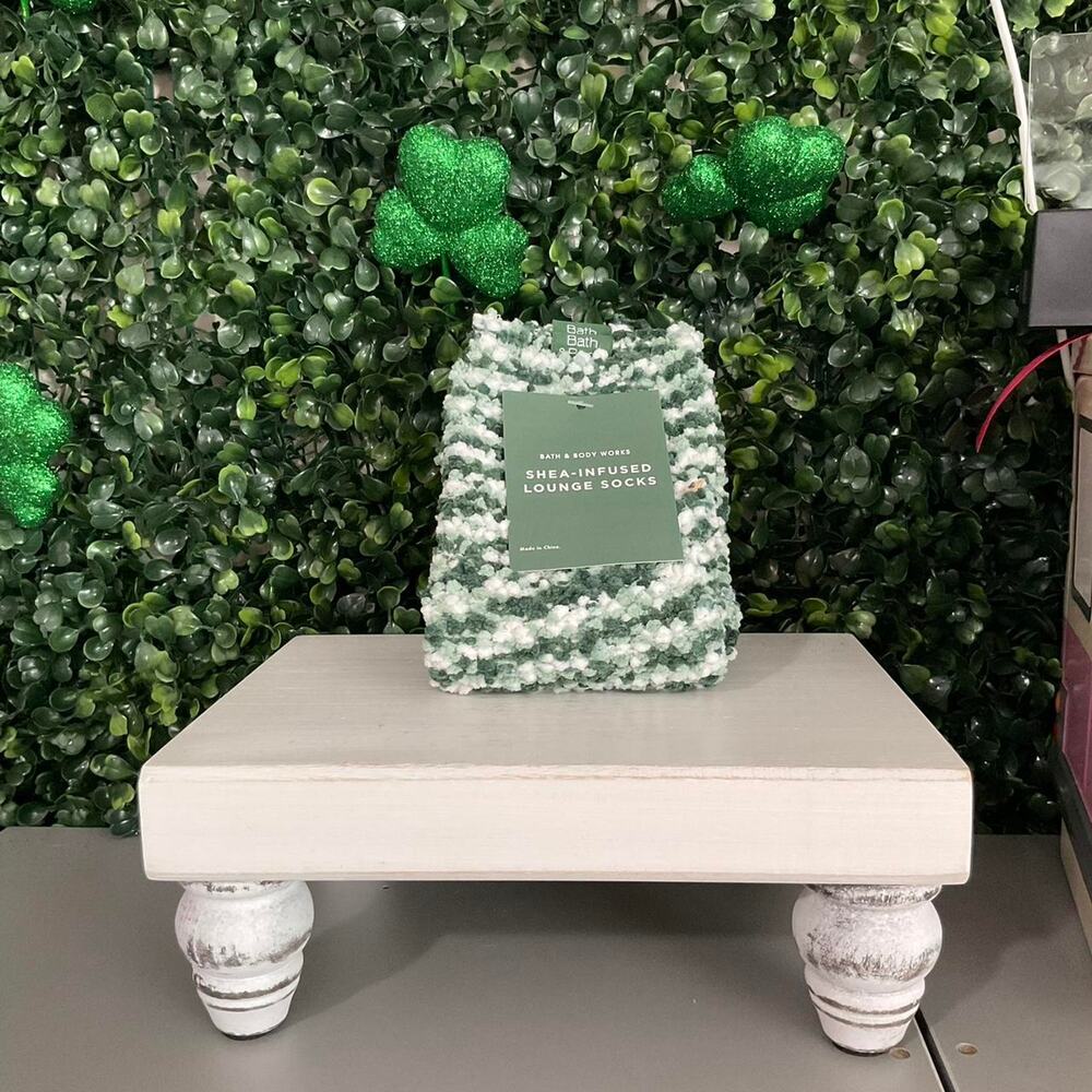 Bath and Body Works Green and white loungewear socks